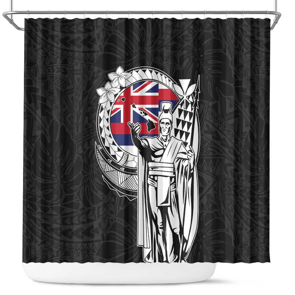 Hawaii King Kamehameha Shower Curtain Flag Polynesian Pattern LT01 Black - Polynesian Pride