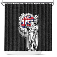 Hawaii King Kamehameha Shower Curtain Flag Polynesian Pattern LT01 Black - Polynesian Pride
