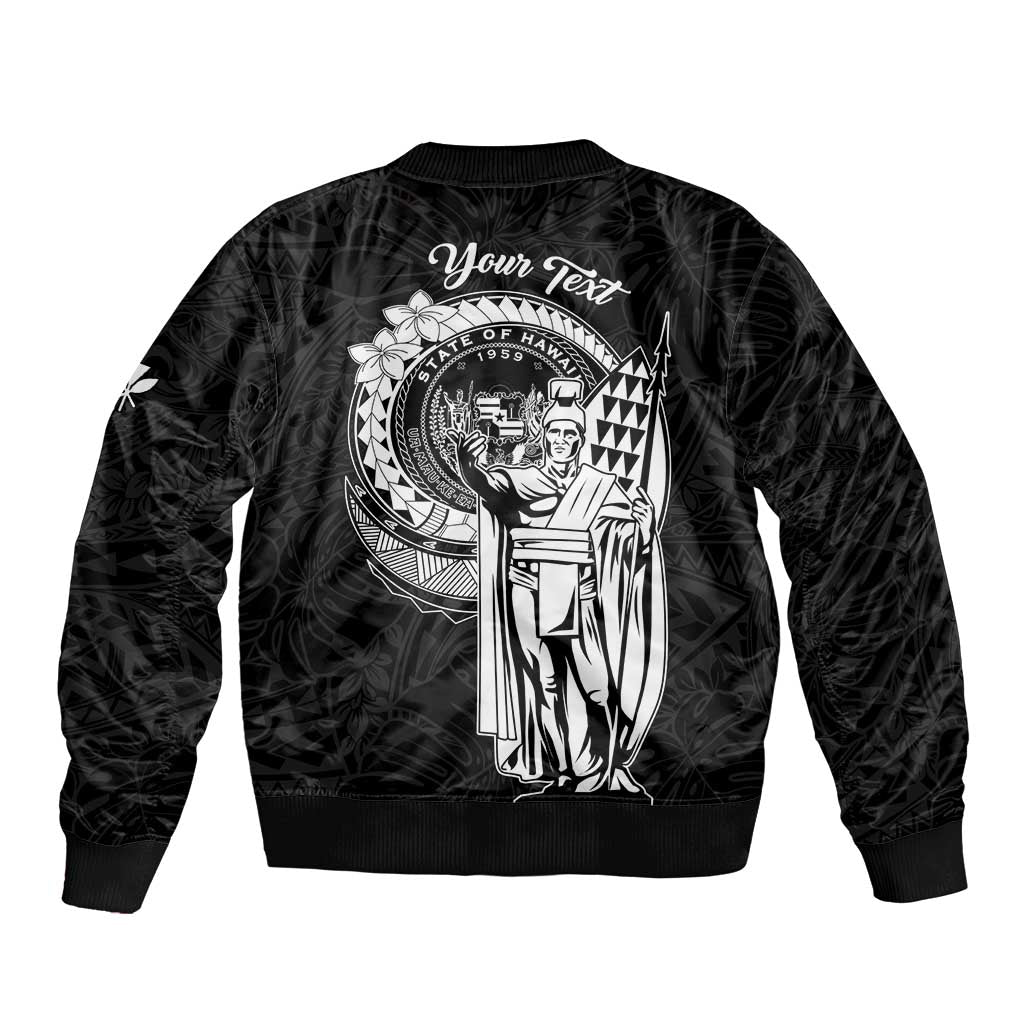 Personalized Hawaii King Kamehameha Sleeve Zip Bomber Jacket Flag Polynesian Pattern
