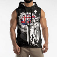 Personalized Hawaii King Kamehameha Sleeveless Zip Hoodie Flag Polynesian Pattern