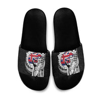 Hawaii King Kamehameha Slide Sandals Flag Polynesian Pattern LT01 Black - Polynesian Pride