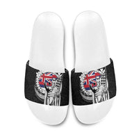 Hawaii King Kamehameha Slide Sandals Flag Polynesian Pattern LT01 Black - Polynesian Pride