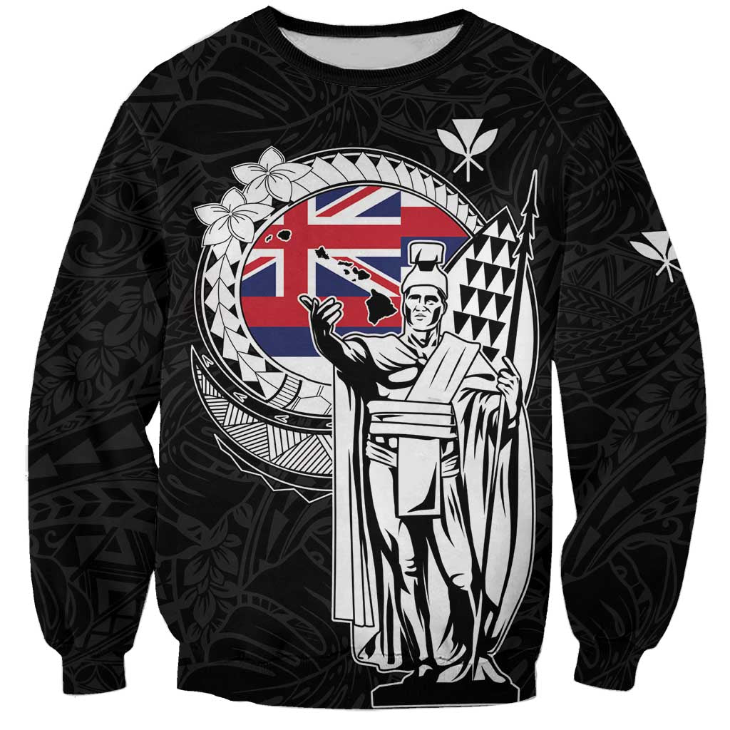 Personalized Hawaii King Kamehameha Sweatshirt Flag Polynesian Pattern