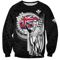 Personalized Hawaii King Kamehameha Sweatshirt Flag Polynesian Pattern