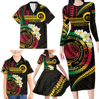 Vanuatu Independence Day Family Matching Long Sleeve Bodycon Dress and Hawaiian Shirt Yumi 45th Hapi Indipendens Dei LT01 - Polynesian Pride
