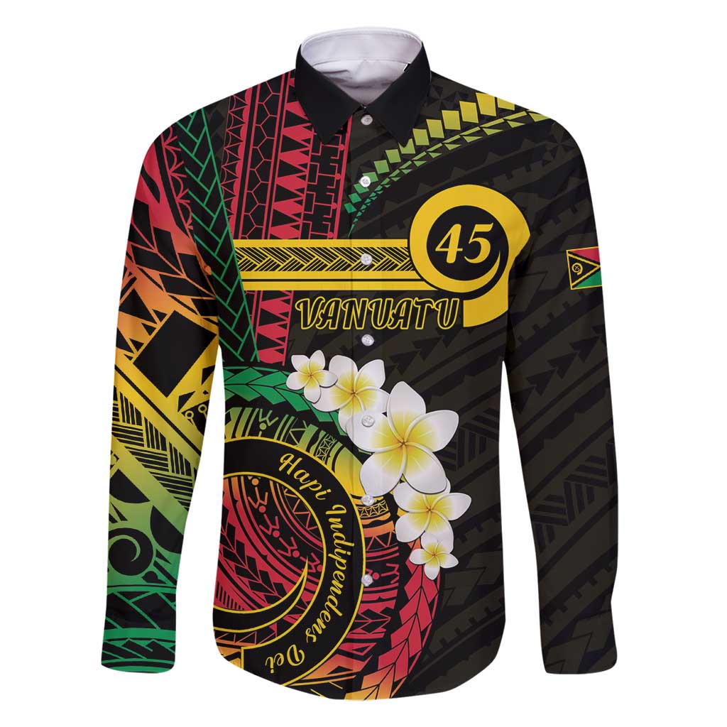 Vanuatu Independence Day Family Matching Long Sleeve Bodycon Dress and Hawaiian Shirt Yumi 45th Hapi Indipendens Dei LT01 Dad's Shirt - Long Sleeve Black - Polynesian Pride
