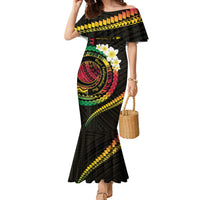 Vanuatu Independence Day Family Matching Mermaid Dress and Hawaiian Shirt Yumi 45th Hapi Indipendens Dei LT01 Mom's Dress Black - Polynesian Pride
