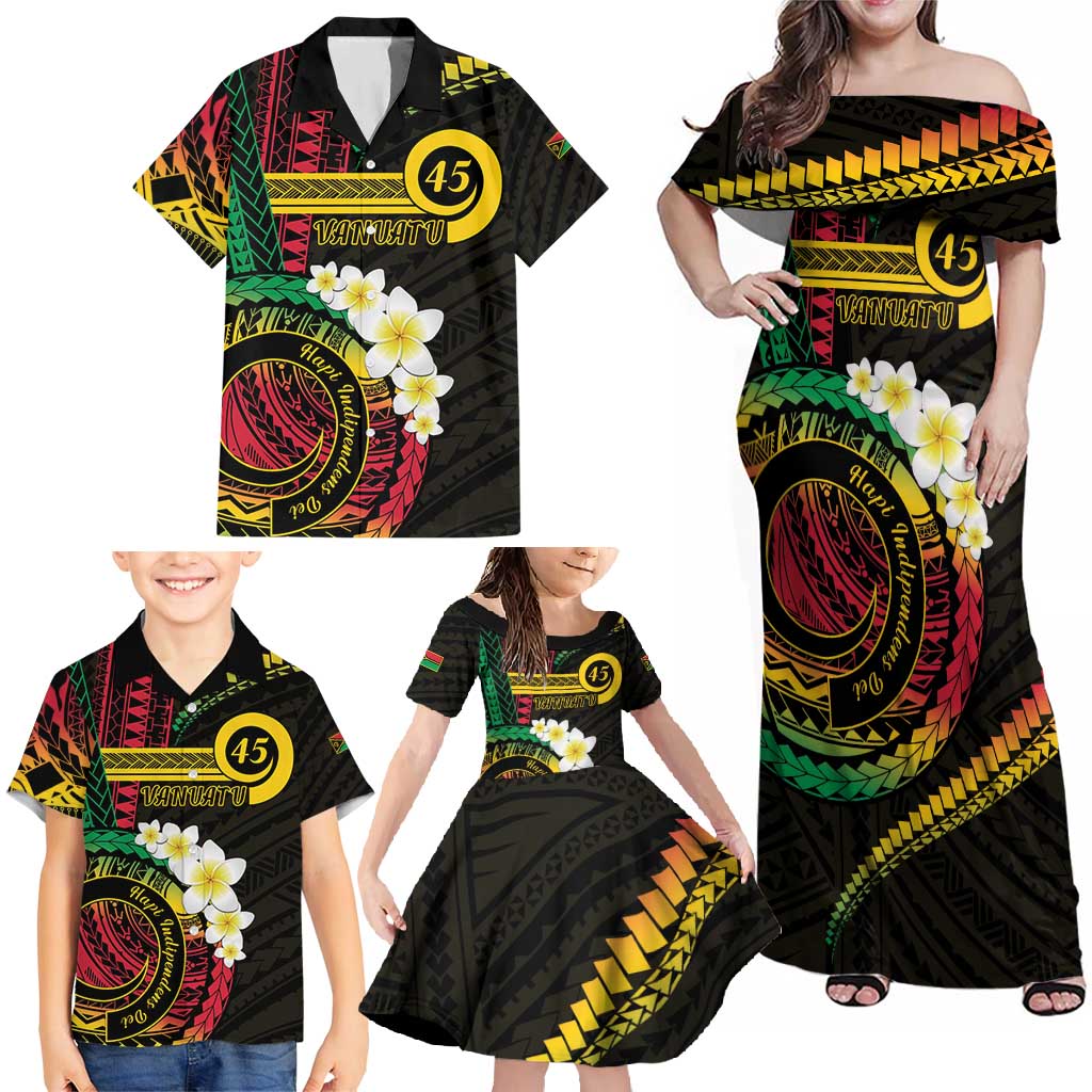 Vanuatu Independence Day Family Matching Off Shoulder Maxi Dress and Hawaiian Shirt Yumi 45th Hapi Indipendens Dei LT01 - Polynesian Pride