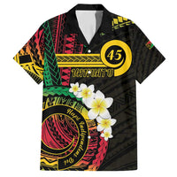 Vanuatu Independence Day Family Matching Off Shoulder Maxi Dress and Hawaiian Shirt Yumi 45th Hapi Indipendens Dei LT01 Dad's Shirt - Short Sleeve Black - Polynesian Pride