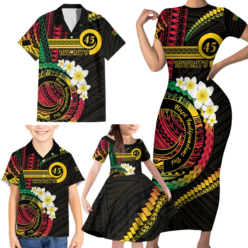 Vanuatu Independence Day Family Matching Short Sleeve Bodycon Dress and Hawaiian Shirt Yumi 45th Hapi Indipendens Dei LT01 - Polynesian Pride