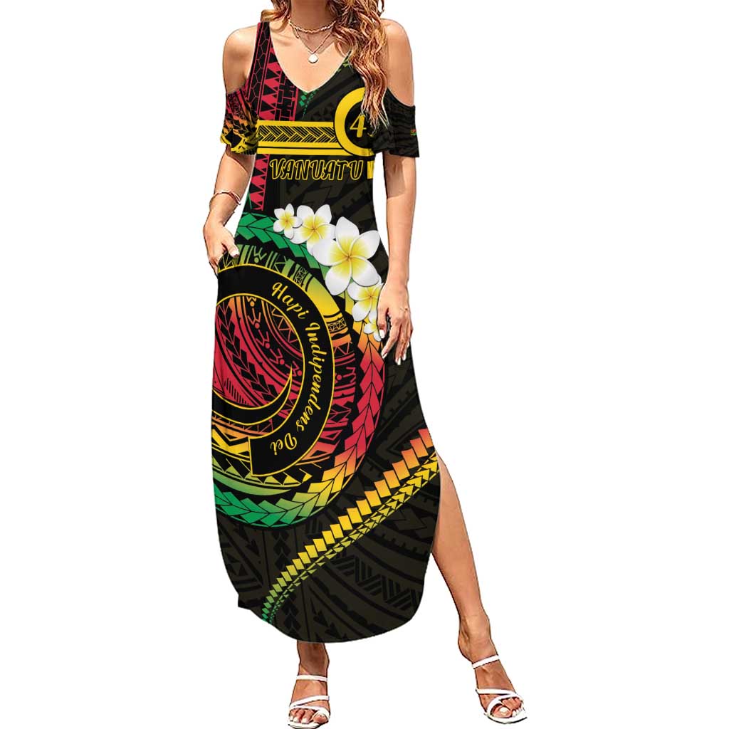Vanuatu Independence Day Family Matching Summer Maxi Dress and Hawaiian Shirt Yumi 45th Hapi Indipendens Dei LT01 Mom's Dress Black - Polynesian Pride