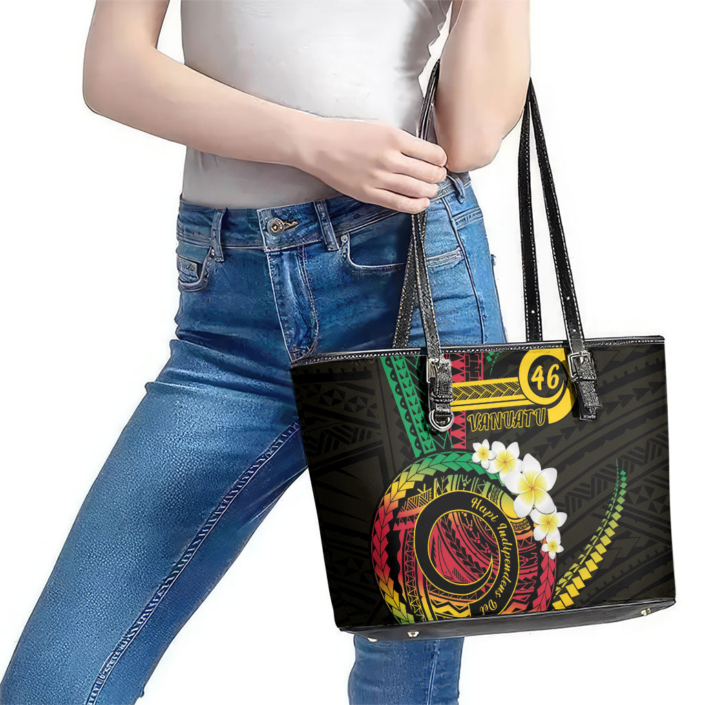 Vanuatu Independence Day Leather Tote Bag Yumi 46th Hapi Indipendens Dei LT01 - Polynesian Pride