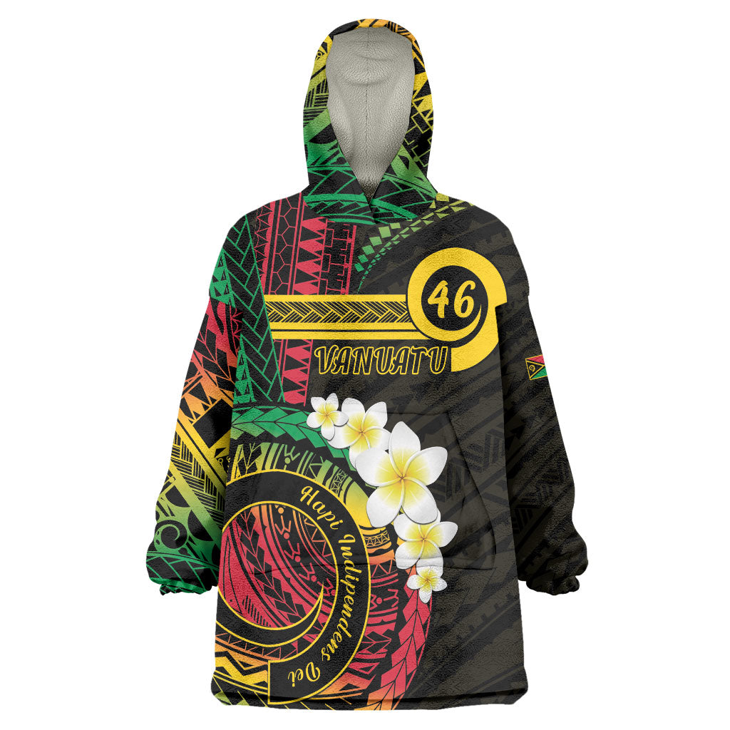 Vanuatu Independence Day Wearable Blanket Hoodie Yumi 46th Hapi Indipendens Dei LT01 One Size Black - Polynesian Pride