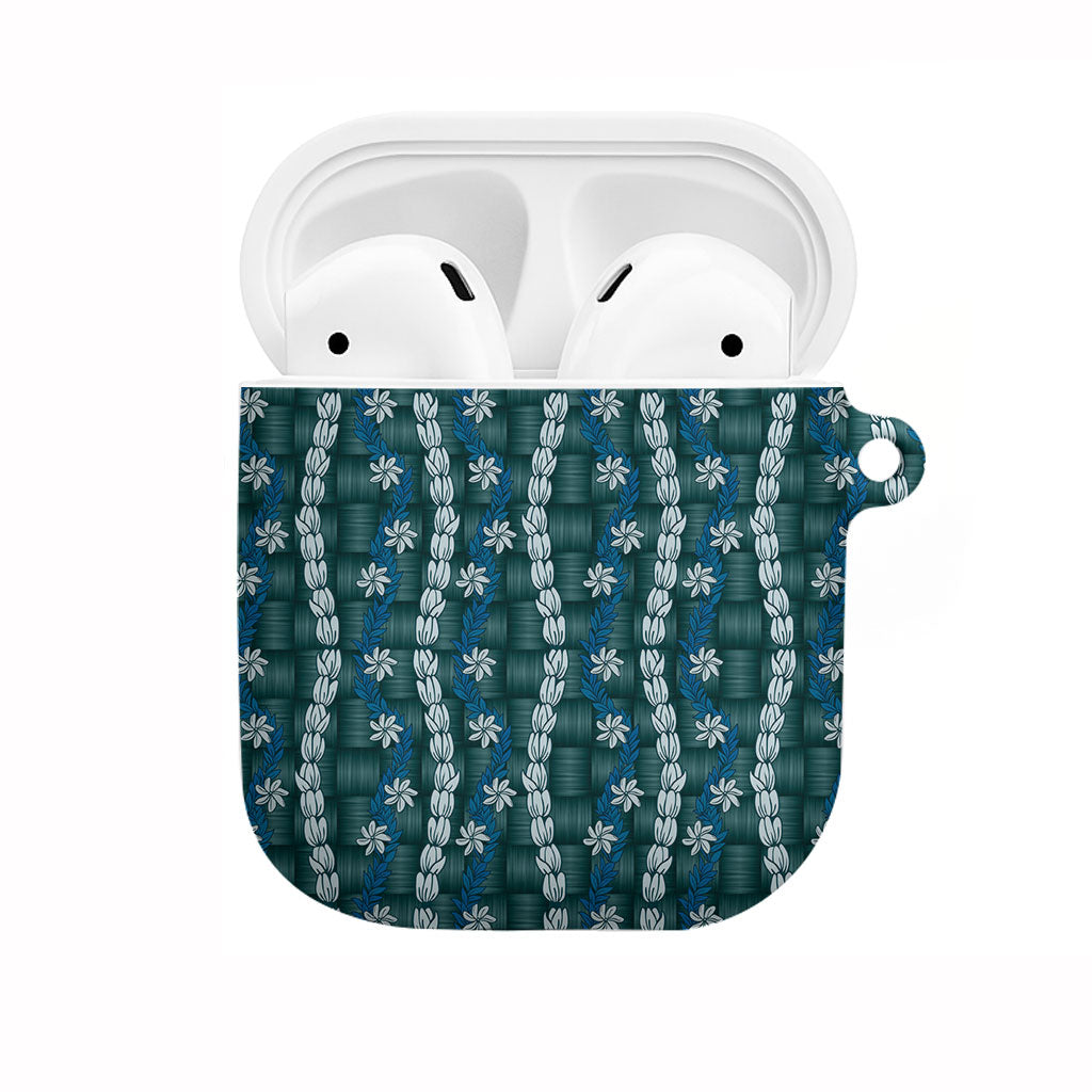 Pikake Maile Tiare Lei AirPods Case Polu Lauhala Pattern
