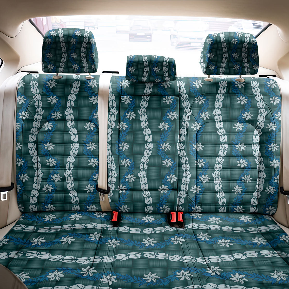 Pikake Maile Tiare Lei Back Car Seat Cover Polu Lauhala Pattern