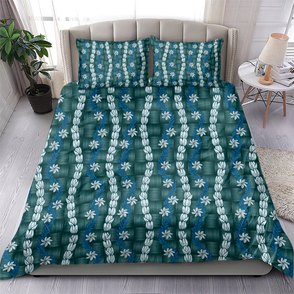 Pikake Maile Tiare Lei Bedding Set Polu Lauhala Pattern