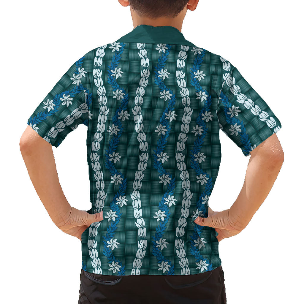 Pikake Maile Tiare Lei Family Matching Off Shoulder Maxi Dress and Hawaiian Shirt Polu Lauhala Pattern LT01 - Polynesian Pride