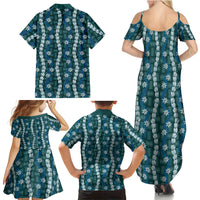 Pikake Maile Tiare Lei Family Matching Summer Maxi Dress and Hawaiian Shirt Polu Lauhala Pattern LT01 - Polynesian Pride