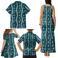 Pikake Maile Tiare Lei Family Matching Tank Maxi Dress and Hawaiian Shirt Polu Lauhala Pattern LT01 - Polynesian Pride