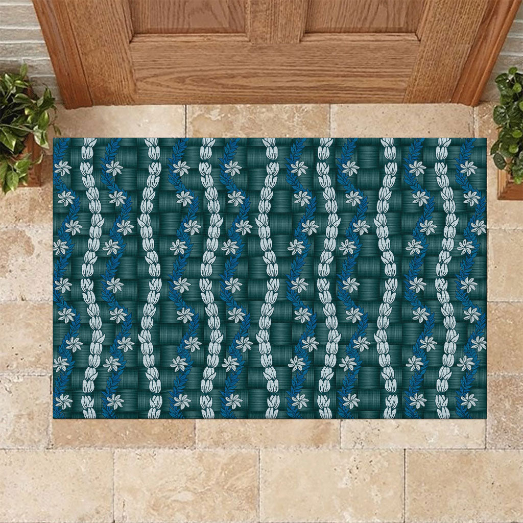 Pikake Maile Tiare Lei Rubber Doormat Polu Lauhala Pattern