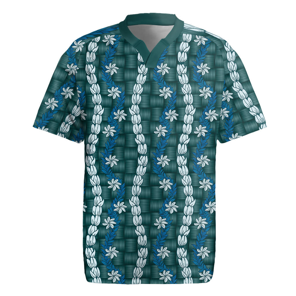 Pikake Maile Tiare Lei Rugby Jersey Polu Lauhala Pattern