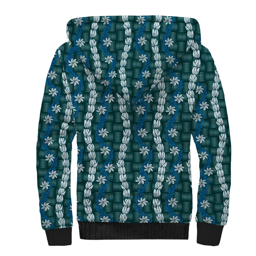 Pikake Maile Tiare Lei Sherpa Hoodie Polu Lauhala Pattern LT01 - Polynesian Pride