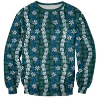 Pikake Maile Tiare Lei Sweatshirt Polu Lauhala Pattern