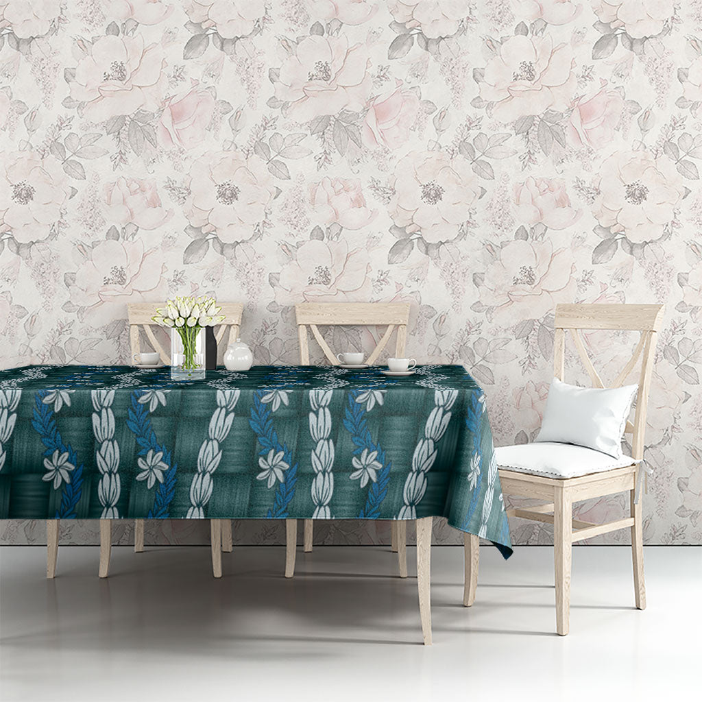 Pikake Maile Tiare Lei Tablecloth Polu Lauhala Pattern