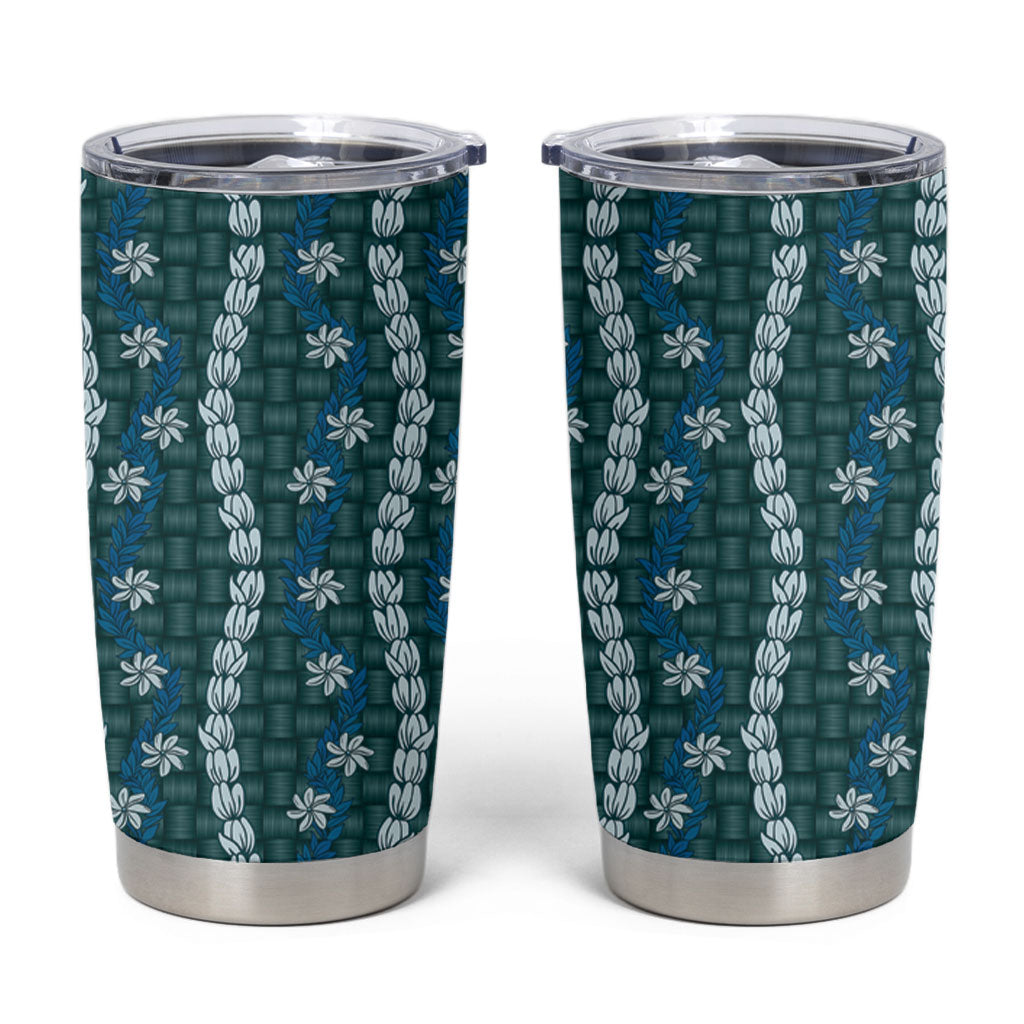 Pikake Maile Tiare Lei Tumbler Cup Polu Lauhala Pattern