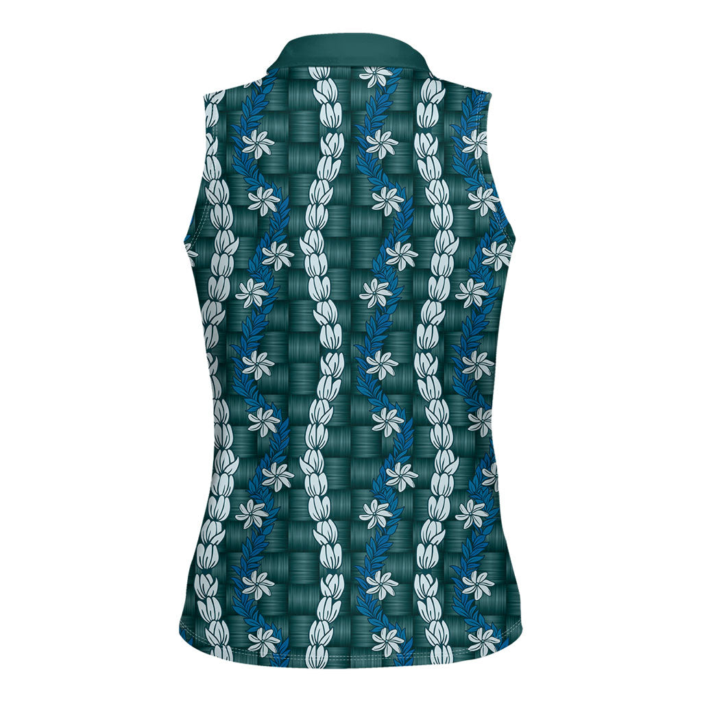 Pikake Maile Tiare Lei Women Sleeveless Polo Shirt Polu Lauhala Pattern LT01 - Polynesian Pride