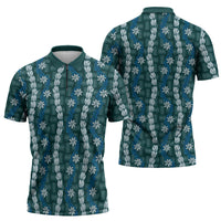 Pikake Maile Tiare Lei Zipper Polo Shirt Polu Lauhala Pattern LT01 - Polynesian Pride