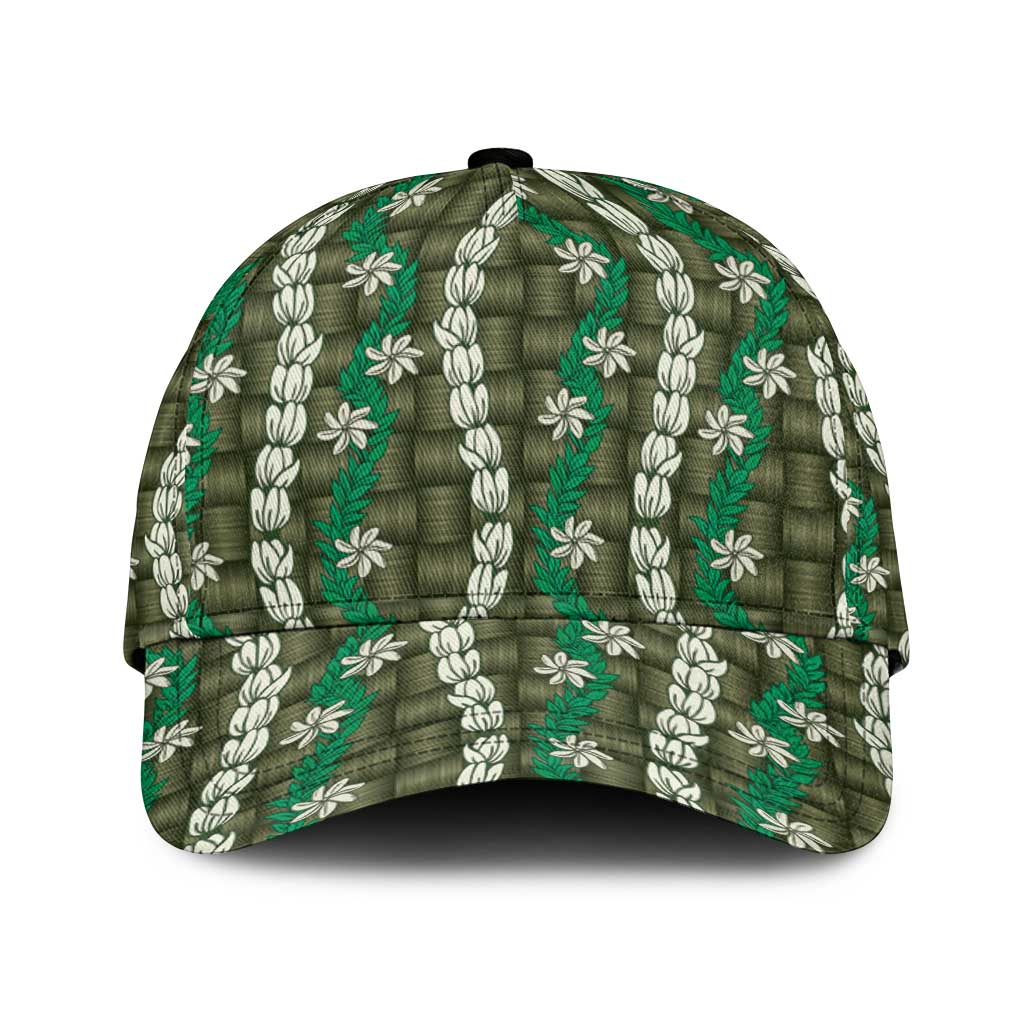 Pikake Maile Tiare Lei Classic Cap Omaomao Lauhala Pattern LT01 Universal Fit Green - Polynesian Pride