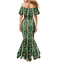 Pikake Maile Tiare Lei Family Matching Mermaid Dress and Hawaiian Shirt Omaomao Lauhala Pattern LT01 - Polynesian Pride