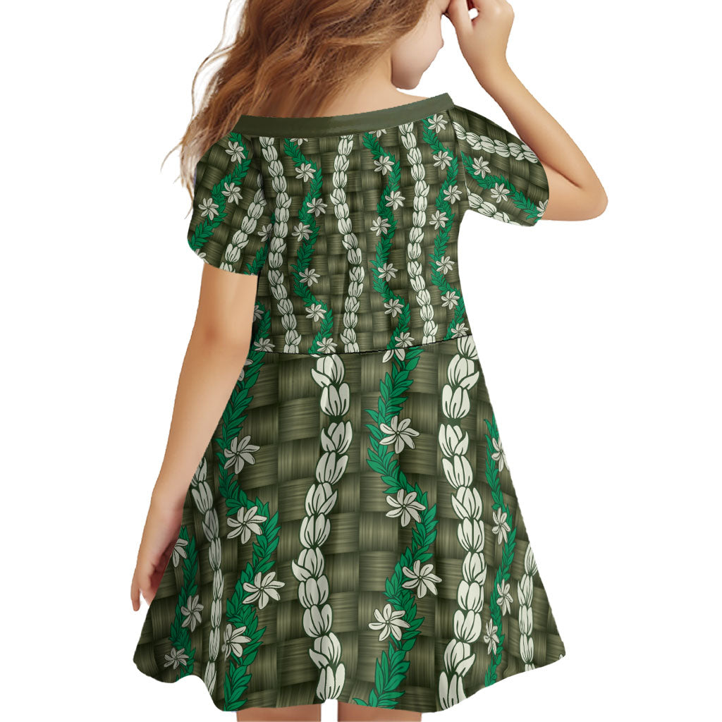 Pikake Maile Tiare Lei Family Matching Off The Shoulder Long Sleeve Dress and Hawaiian Shirt Omaomao Lauhala Pattern LT01 - Polynesian Pride