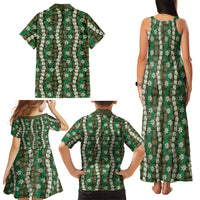Pikake Maile Tiare Lei Family Matching Tank Maxi Dress and Hawaiian Shirt Omaomao Lauhala Pattern LT01 - Polynesian Pride