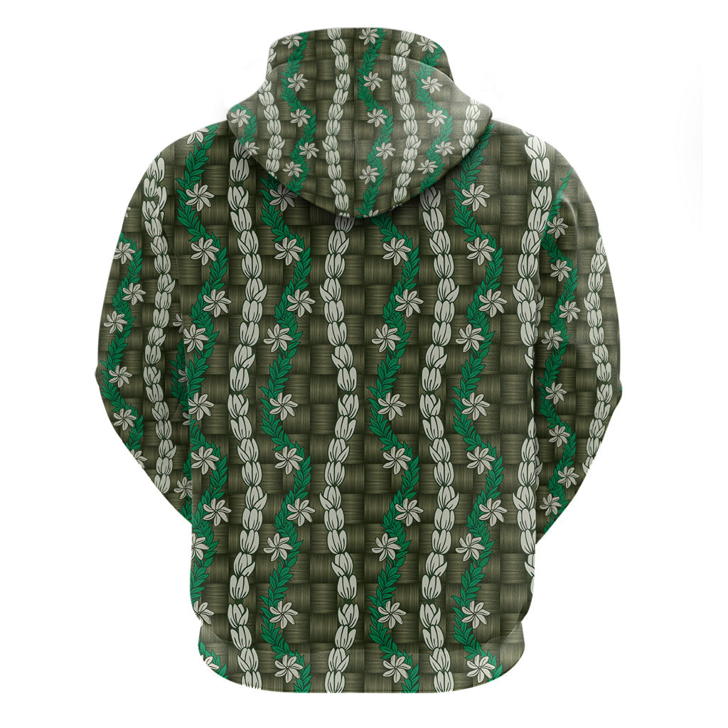 Pikake Maile Tiare Lei Hoodie Omaomao Lauhala Pattern