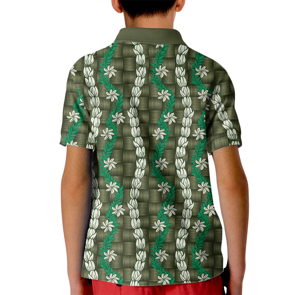 Pikake Maile Tiare Lei Kid Polo Shirt Omaomao Lauhala Pattern LT01 - Polynesian Pride
