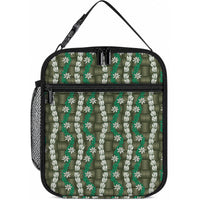 Pikake Maile Tiare Lei Lunch Bag Omaomao Lauhala Pattern LT01 10.2 × 8.3 × 4.3 inch Green - Polynesian Pride