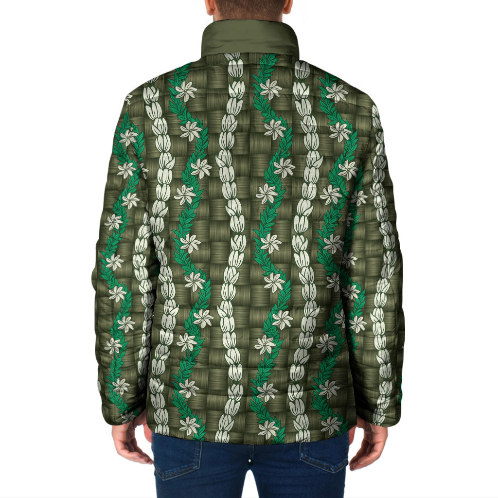 Pikake Maile Tiare Lei Padded Jacket Omaomao Lauhala Pattern