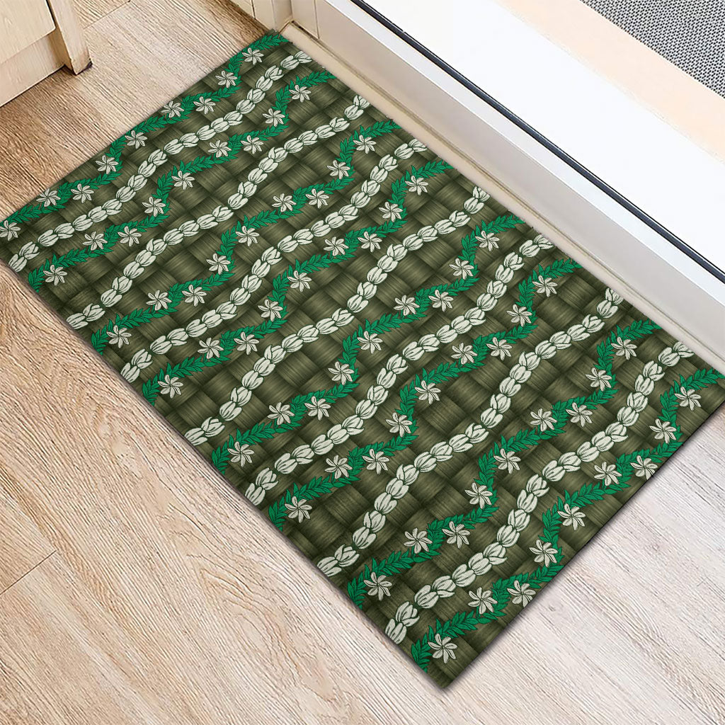 Pikake Maile Tiare Lei Rubber Doormat Omaomao Lauhala Pattern