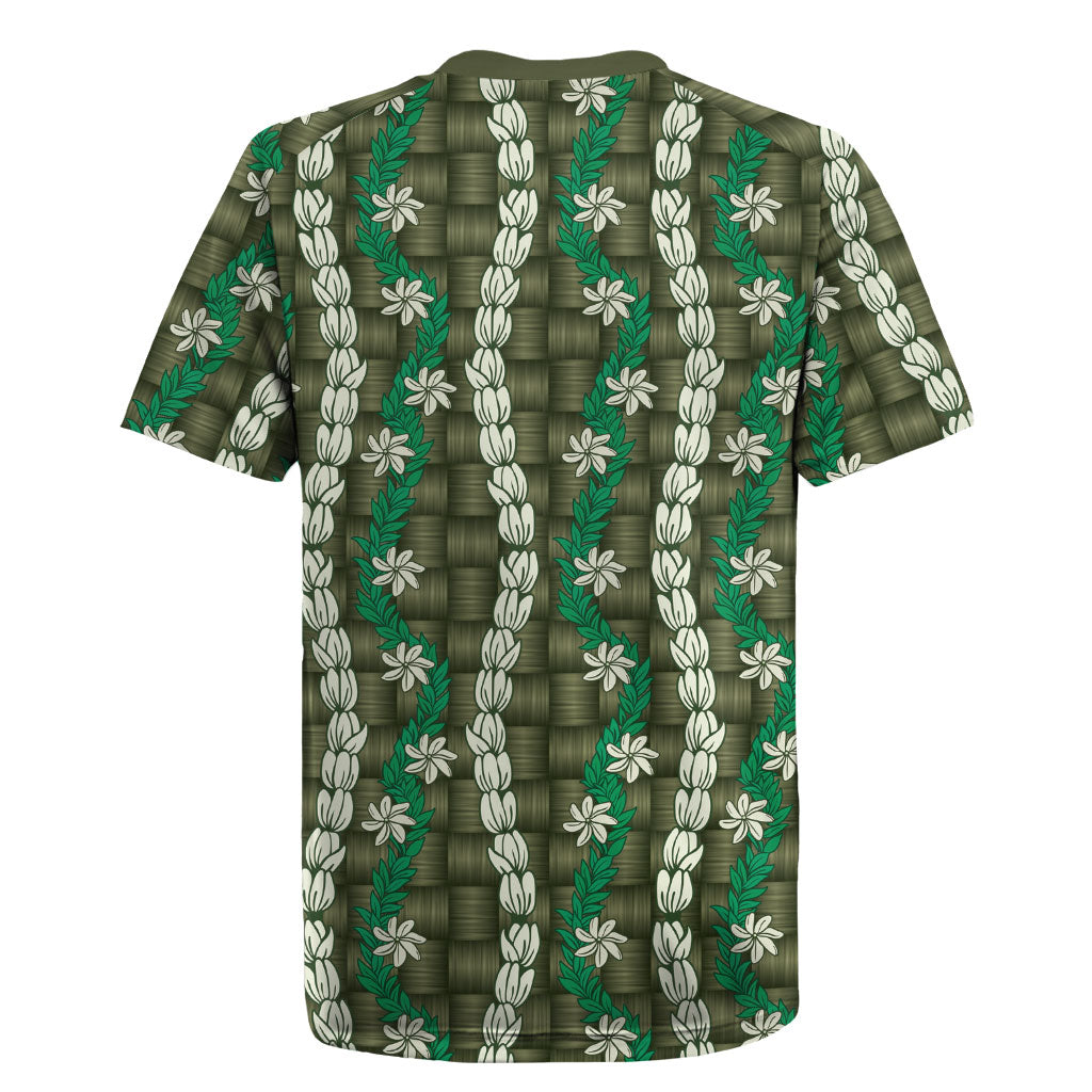 Pikake Maile Tiare Lei Rugby Jersey Omaomao Lauhala Pattern