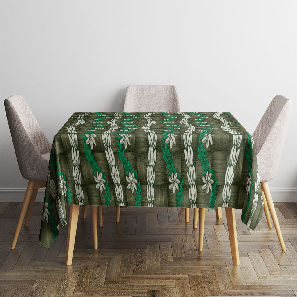Pikake Maile Tiare Lei Tablecloth Omaomao Lauhala Pattern