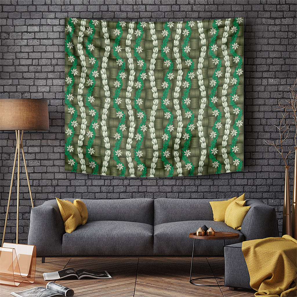 Pikake Maile Tiare Lei Tapestry Omaomao Lauhala Pattern LT01 Green - Polynesian Pride