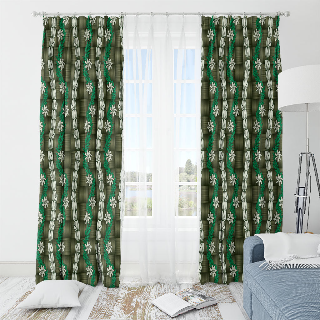 Pikake Maile Tiare Lei Window Curtain Omaomao Lauhala Pattern