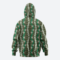 Pikake Maile Tiare Lei Zip Hoodie Omaomao Lauhala Pattern