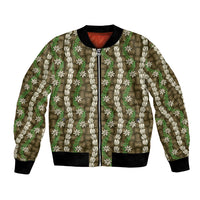 Pikake Maile Tiare Lei Bomber Jacket Natural Lauhala Pattern
