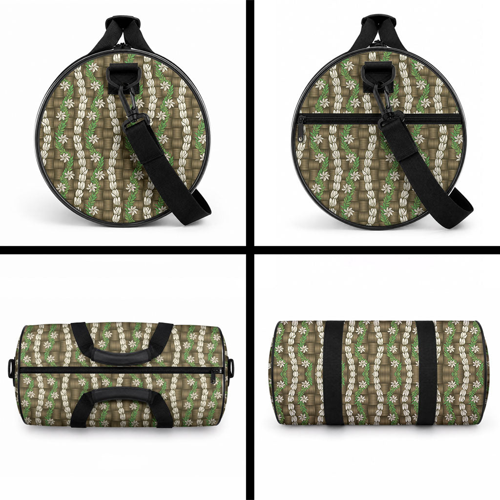 Pikake Maile Tiare Lei Duffle Bag Natural Lauhala Pattern LT01 - Polynesian Pride