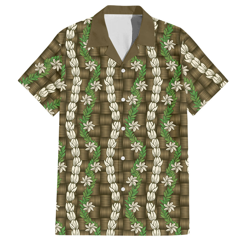Pikake Maile Tiare Lei Hawaiian Shirt Natural Lauhala Pattern LT01 Brown - Polynesian Pride