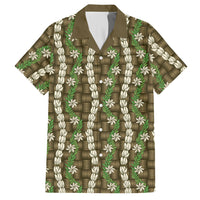 Pikake Maile Tiare Lei Hawaiian Shirt Natural Lauhala Pattern