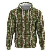 Pikake Maile Tiare Lei Hoodie Natural Lauhala Pattern